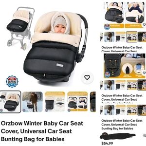 Baby Car Seat Cover Bunting Bag - Black with Cream Lining